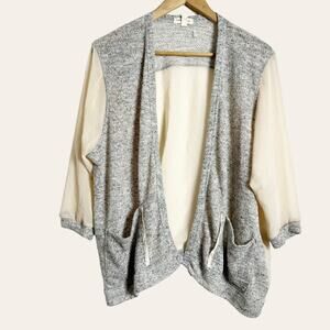 Urban Outfitters Silence + Noise Gray Cream Sheer Open Cardigan Sweater Size S